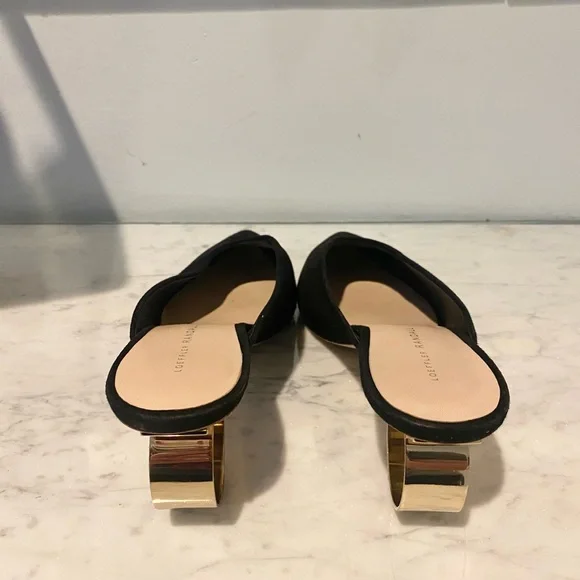 LOEFFLER RANDALL Juno Suede Pointed Toe Mules Slide Circle Metal Heel Sz 9 VGUC - Picture 4 of 6